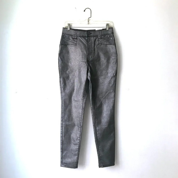 NWT INC International Concepts Metallic Silver Skinny Denim Jeans Size 8 - Picture 2 of 7